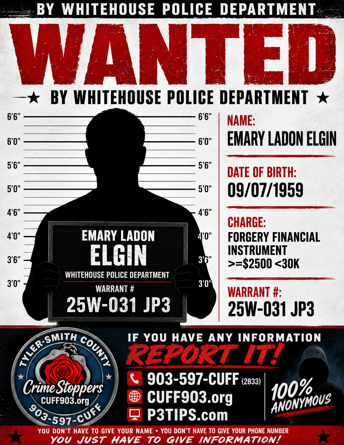 Wanted suspect photo
