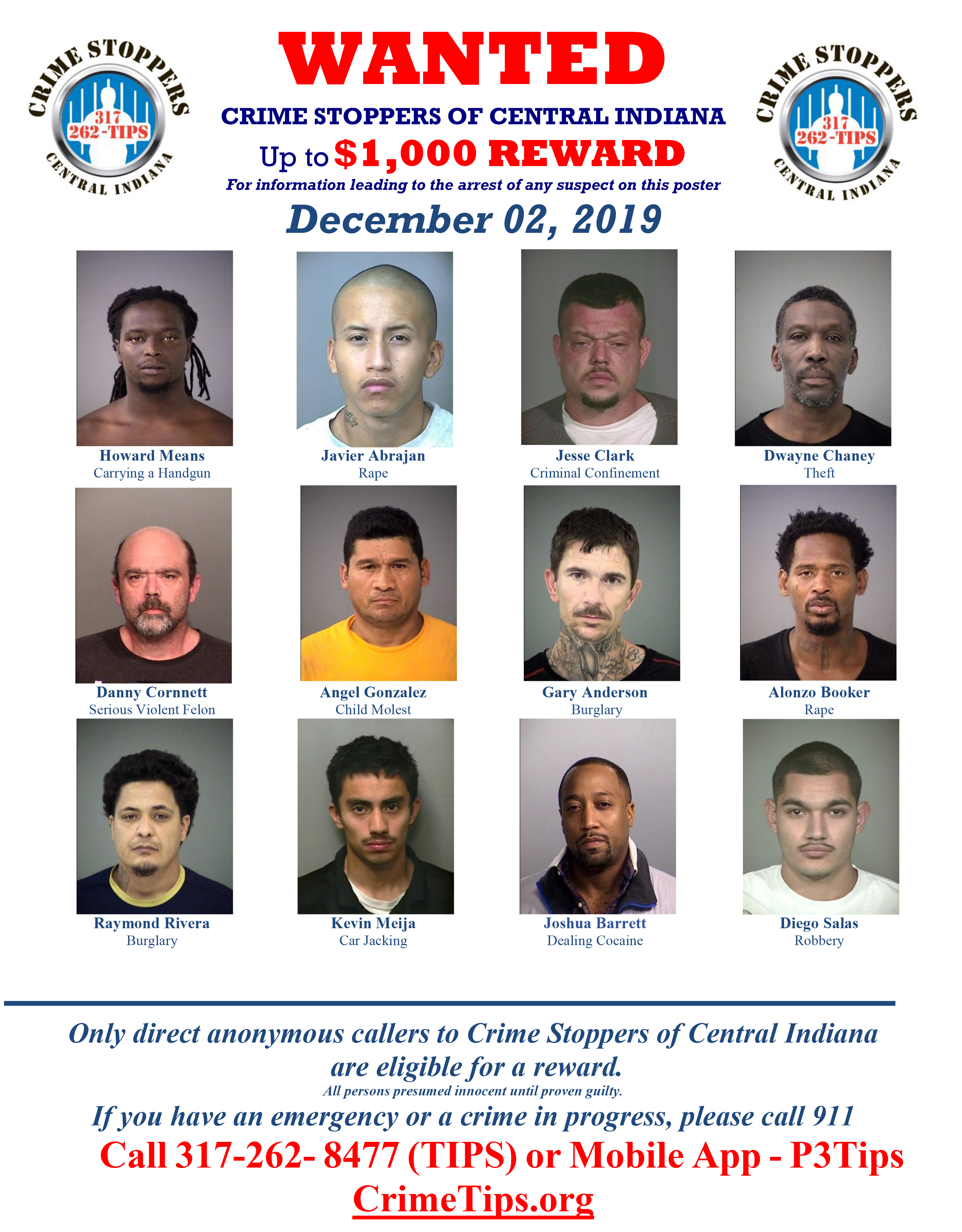 Monthly Wanted Posters Crime Stoppers Of Central Indiana